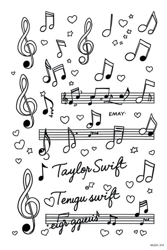 Taylor Swift Music Notes Coloring Sheet