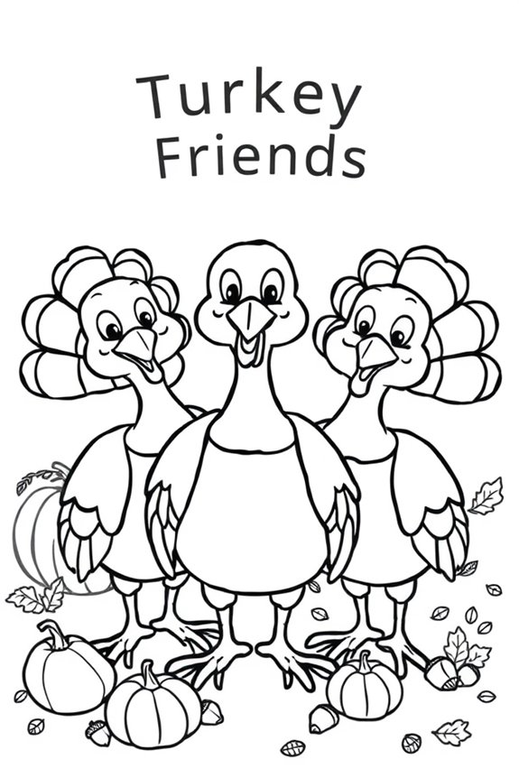 Turkey Friends Coloring Sheet