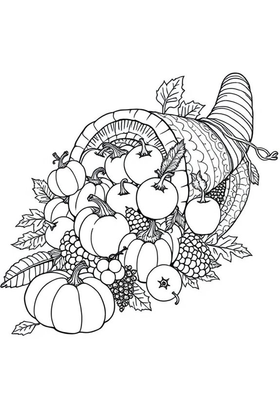 Cornucopia Line Art Coloring Sheet