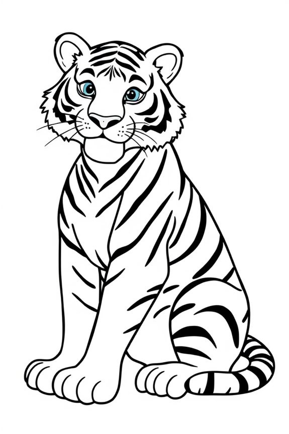 Sitting Tiger Coloring Sheet