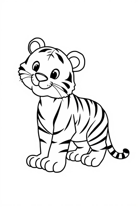 Simple Line Art Tiger Coloring Sheet