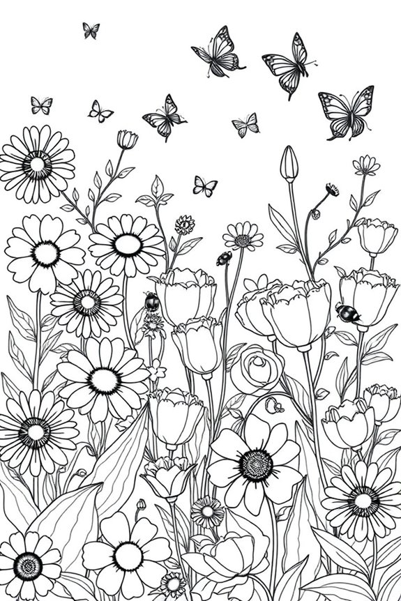Flower Garden Coloring Sheet