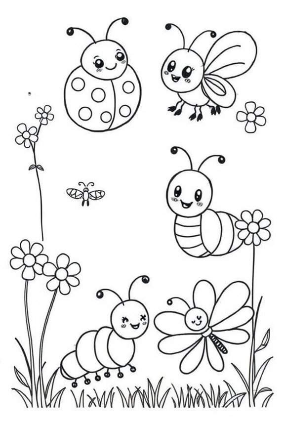 Cute Insects Coloring Sheet