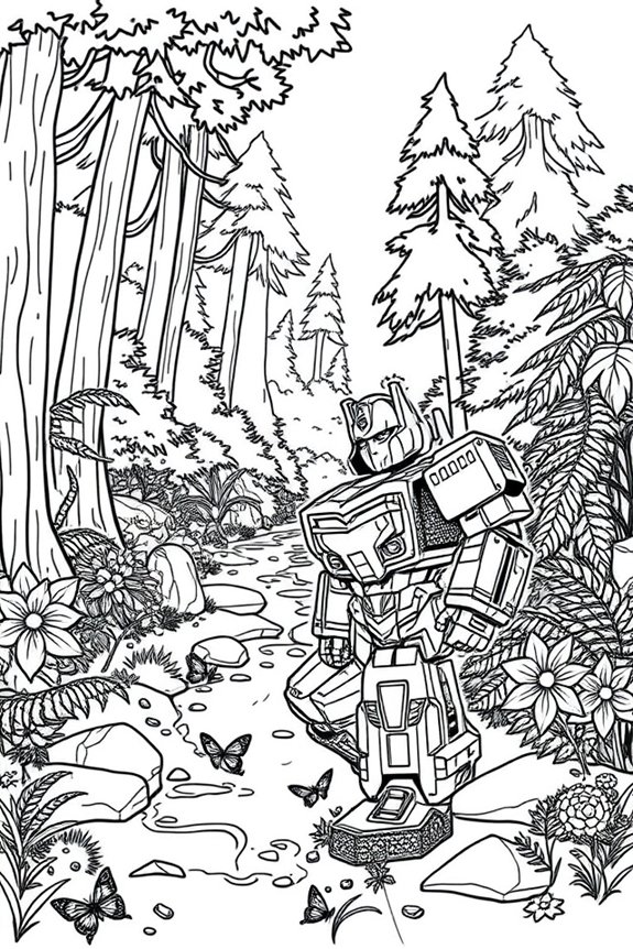 Transformers Nature Scene coloring sheet