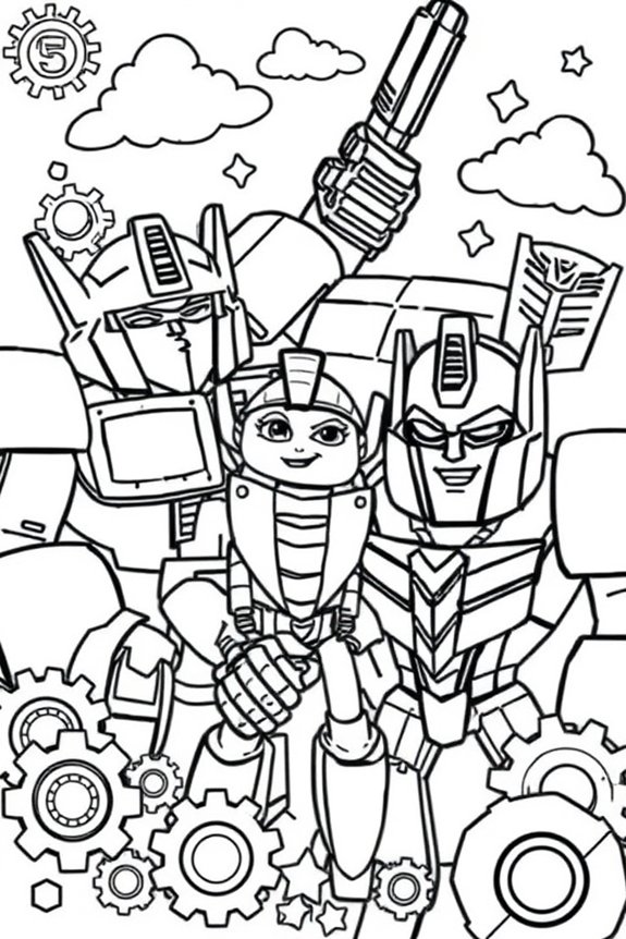 Transformers Family Fun coloring sheet