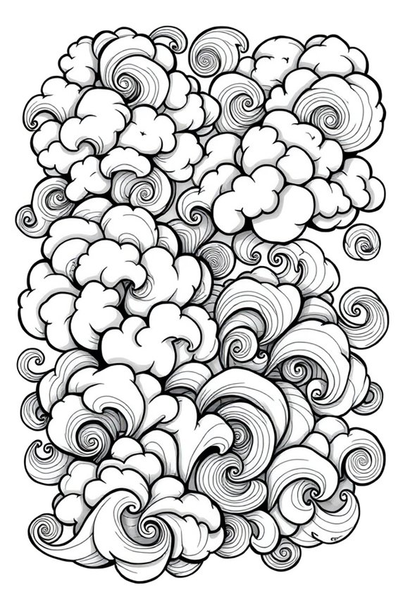 Swirling Clouds Coloring Sheet