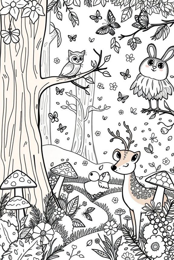 Whimsical Forest Animals Coloring Sheet