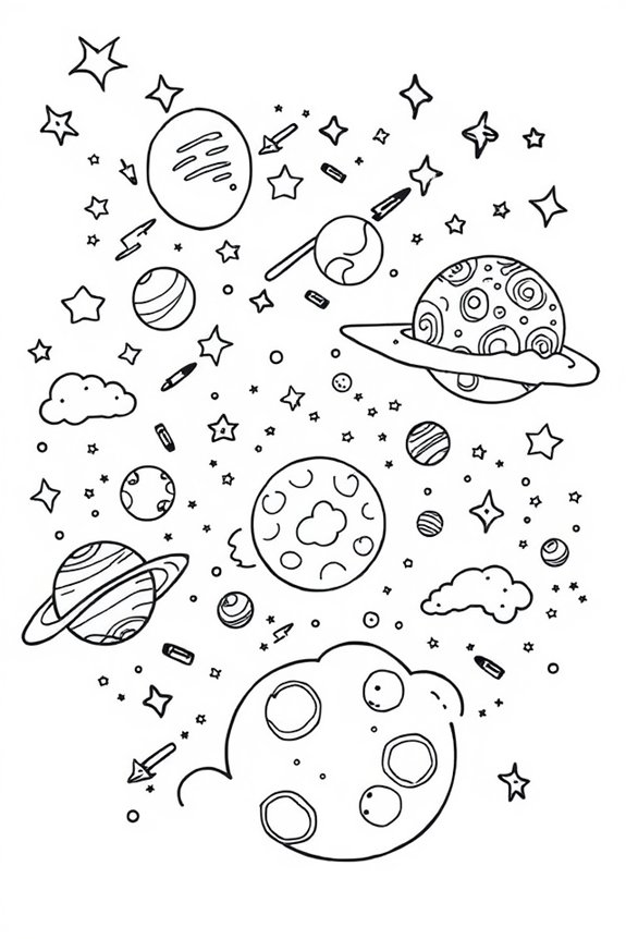 Dreamy Space Scene Coloring Sheet