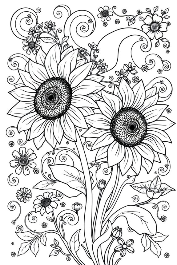 Flowery Sunshine Coloring Sheet