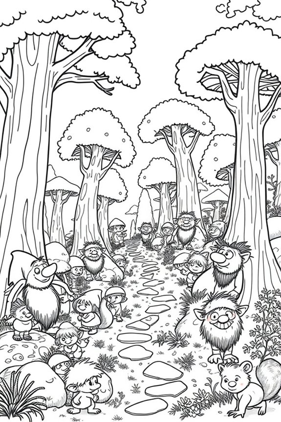 Simple Troll Forest Coloring Sheet