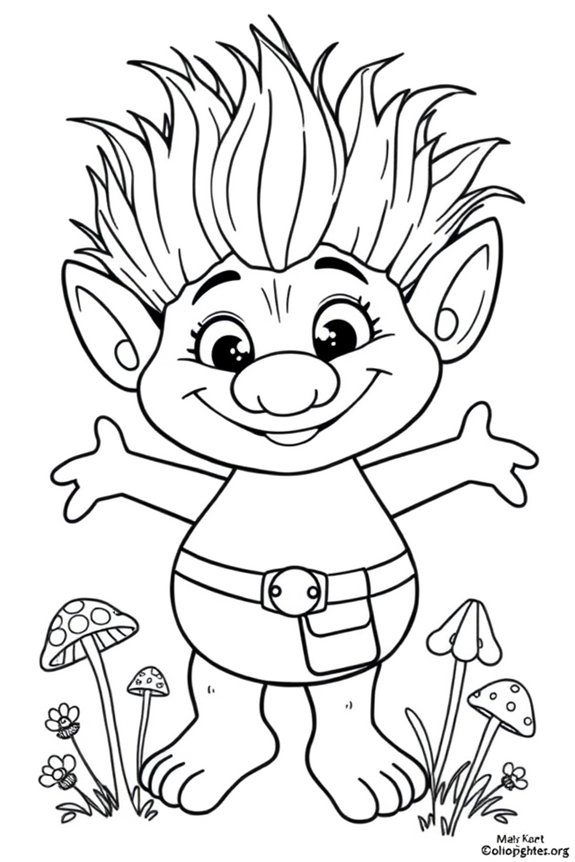 Happy Troll Character Coloring Sheet