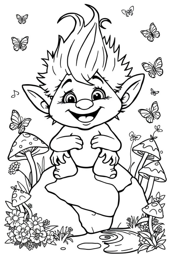 Playful Baby Troll Coloring Sheet