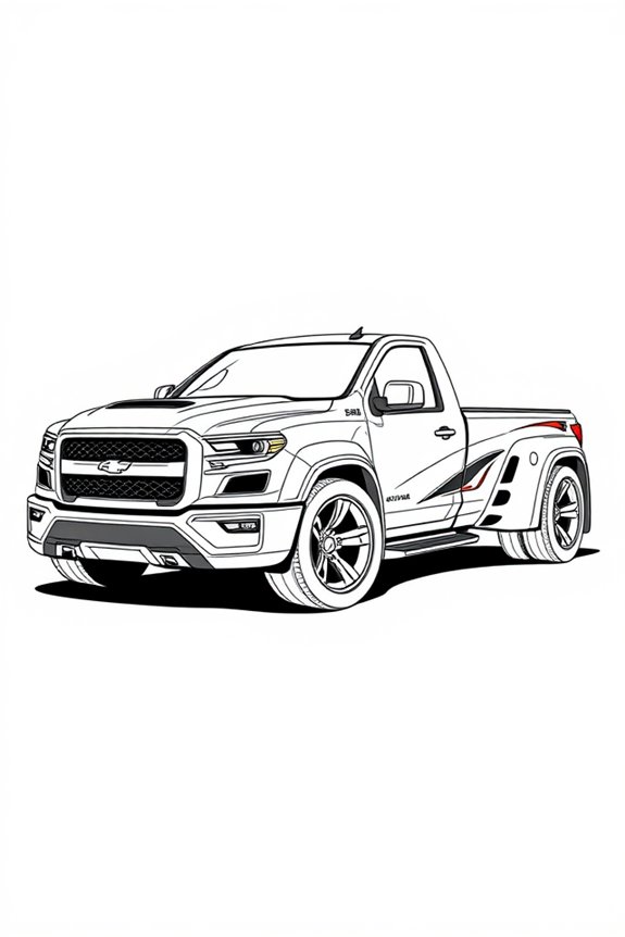 Sleek Sports Car Truck Coloring Sheet