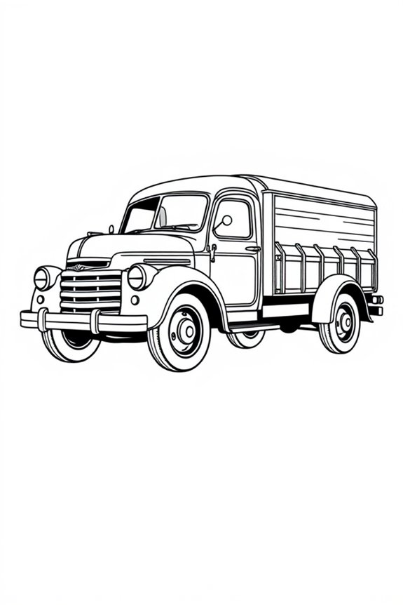 Vintage Delivery Truck Coloring Sheet