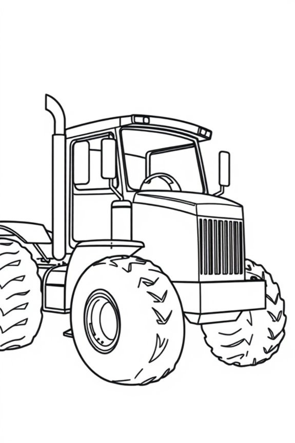 Simple Line Art Tractor Truck Coloring Sheet