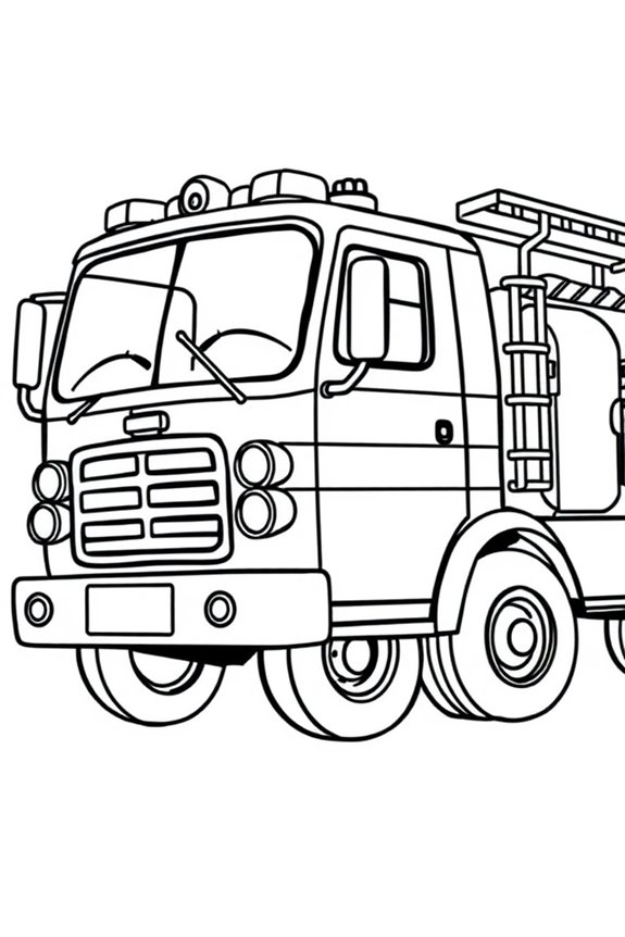Cartoon Style Fire Truck Coloring Sheet