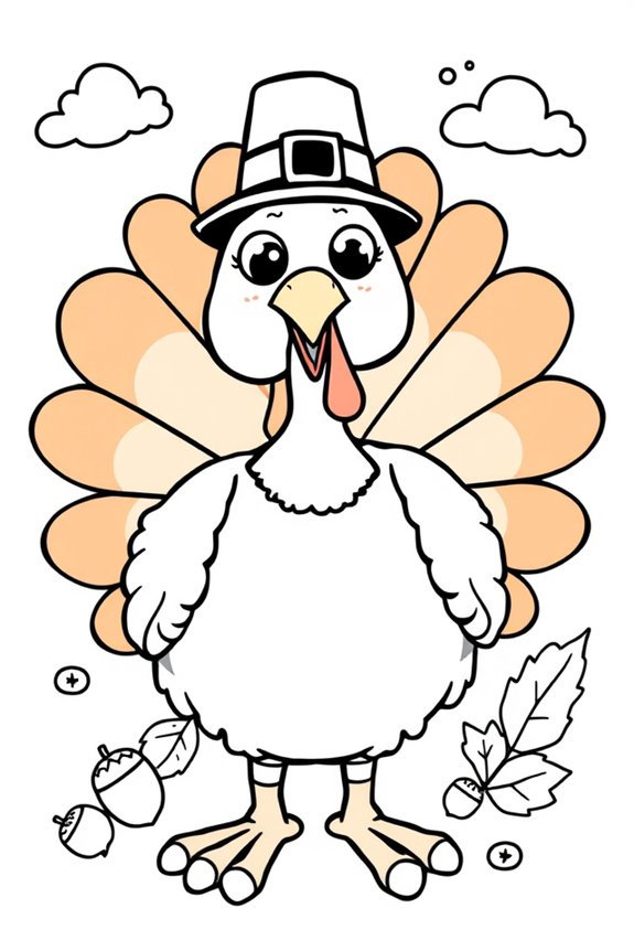 Cute Cartoon Turkey Coloring Sheet