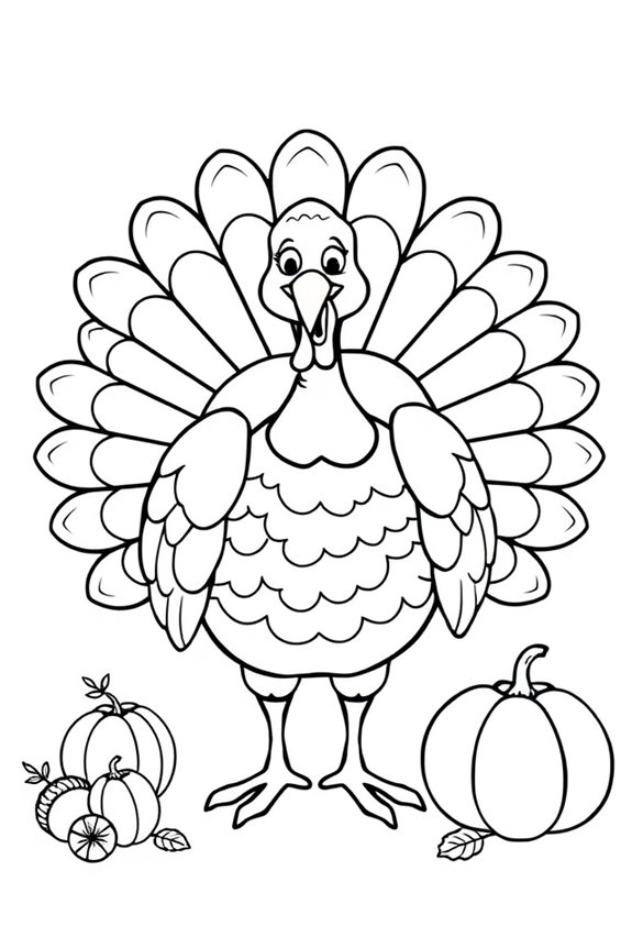 Thanksgiving Turkey Line Art Coloring Sheet