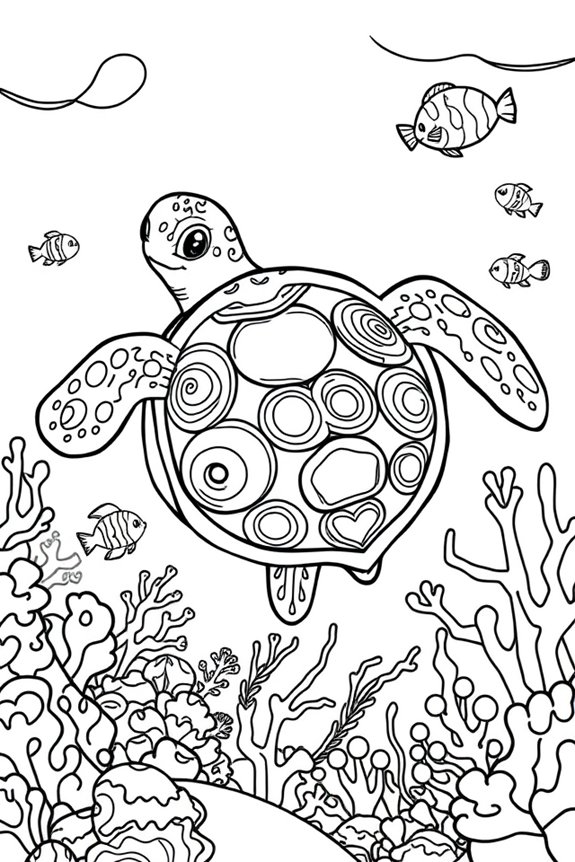 Underwater Friends Turtle Coloring Sheet