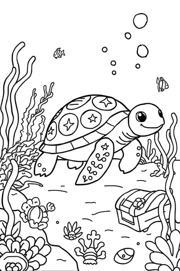 Adventurous Turtle Coloring Sheet