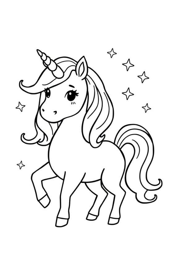 Simple Unicorn Outline Coloring Sheet