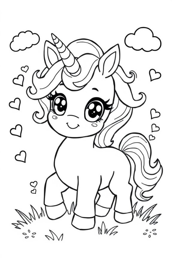 Cute Baby Unicorn Coloring Sheet