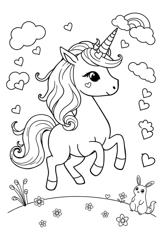 Cartoon Unicorn Coloring Sheet