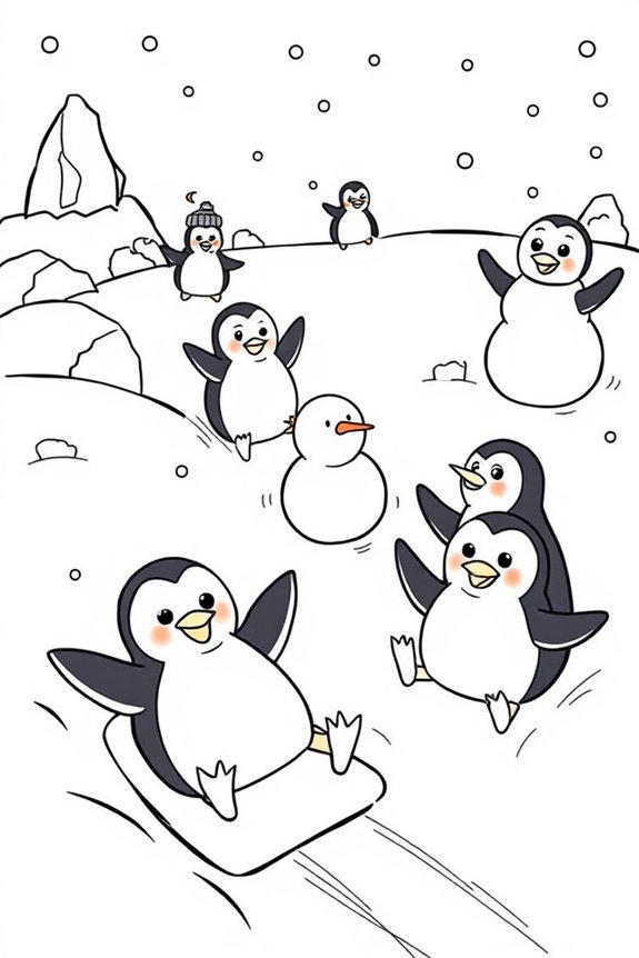 Playful Penguins coloring sheet