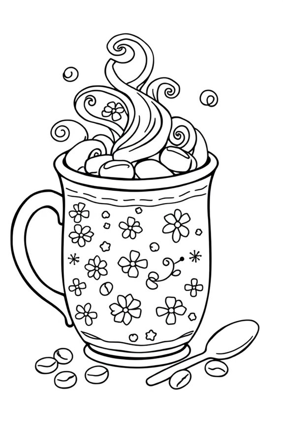 Hot Cocoa Mug coloring sheet