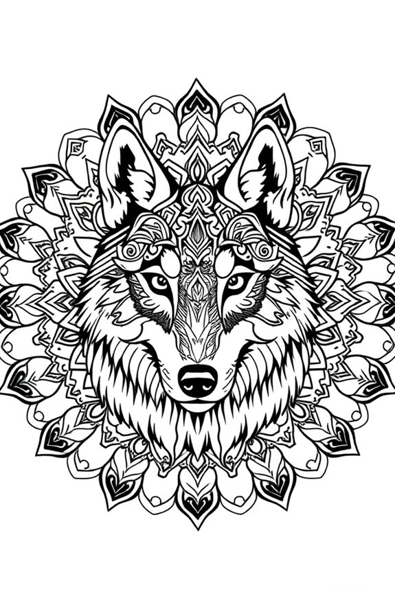 Mandala Wolf Coloring Sheet