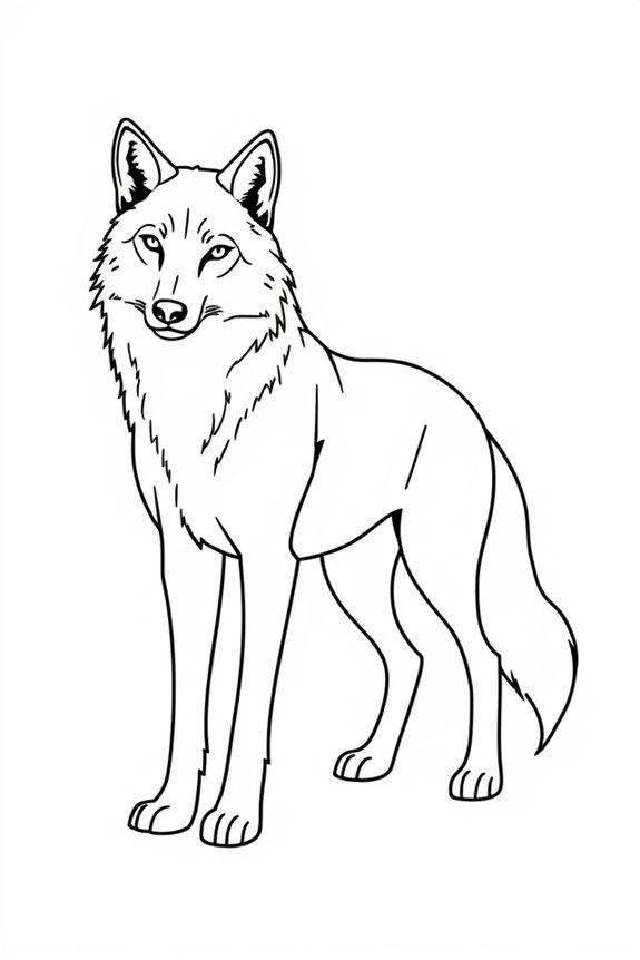 Simple Line Art Wolf Coloring Sheet