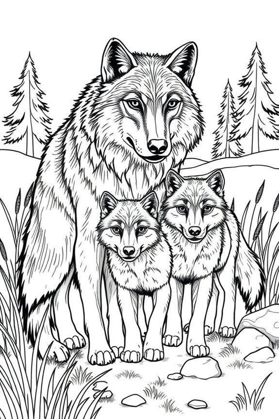Wolf Family Coloring Sheet
