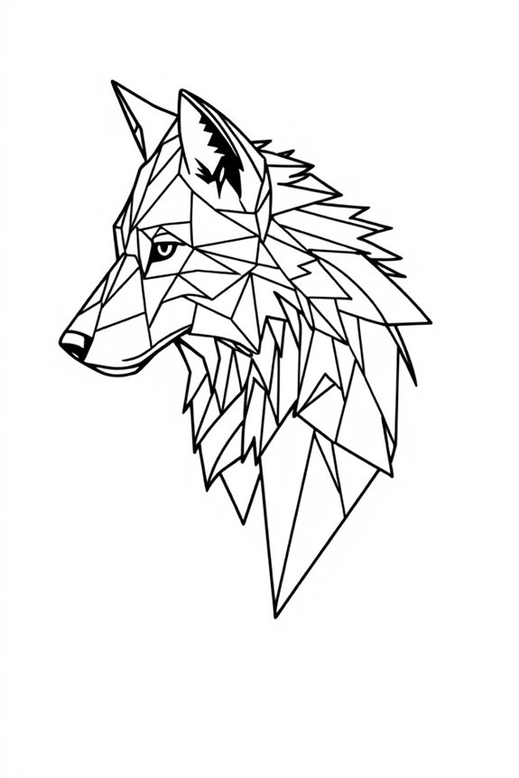 Geometric Wolf Coloring Sheet