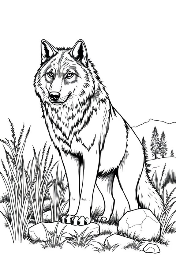 Realistic Wolf Coloring Sheet