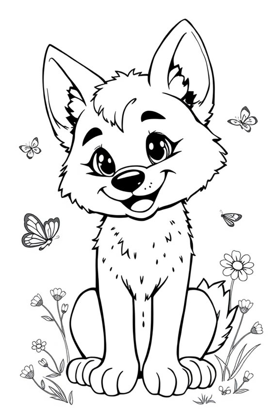Playful Wolf Pup Coloring Sheet