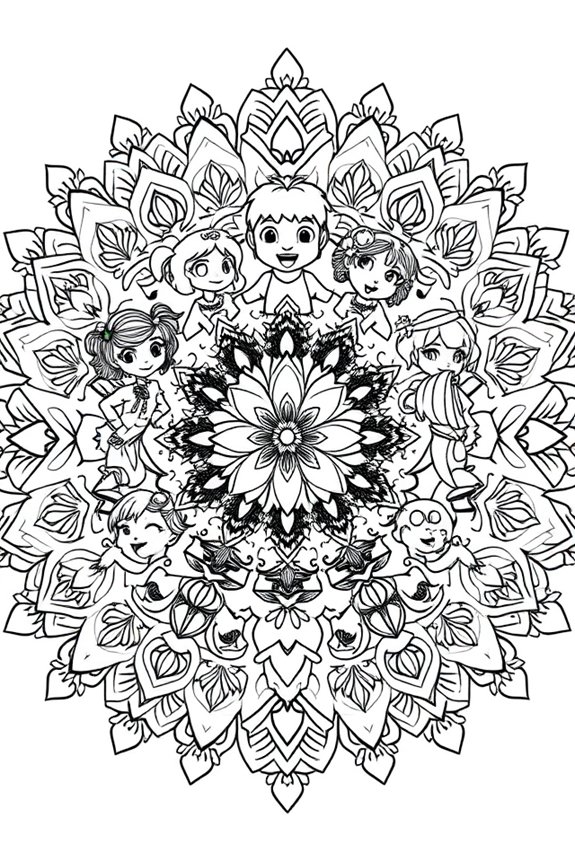 Rainbow Friends Mandala Coloring Sheet