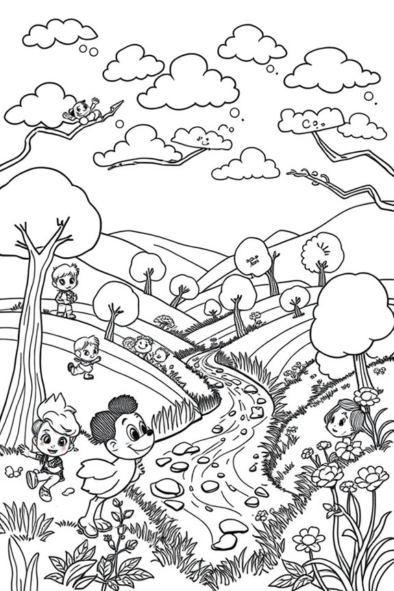 Rainbow Friends Nature Scene Coloring Sheet