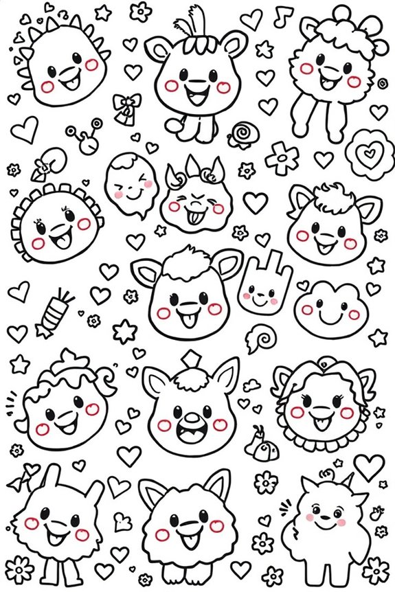 Rainbow Friends Playful Patterns Coloring Sheet