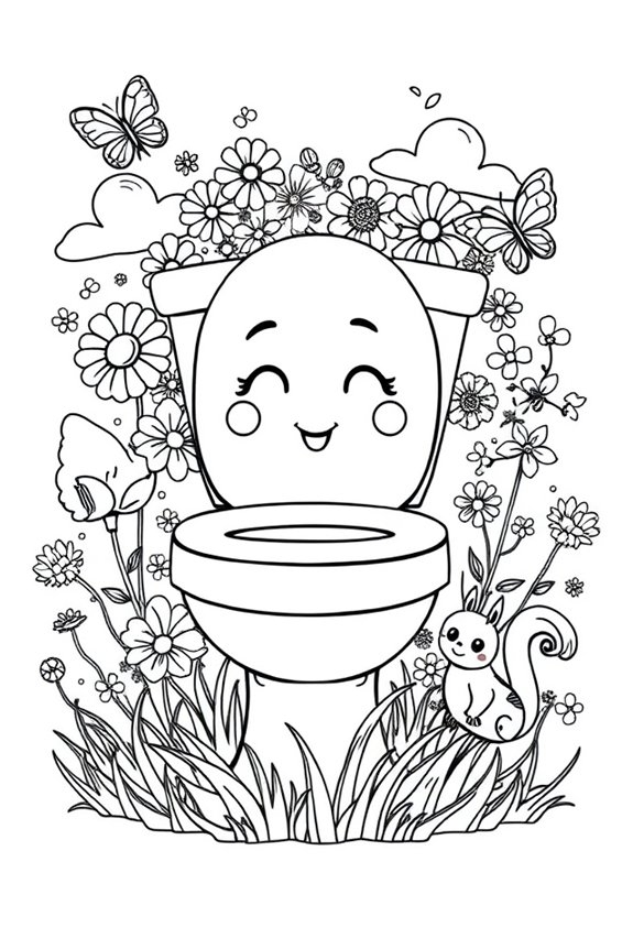 Skibidi Toilet Nature Theme Coloring Sheet