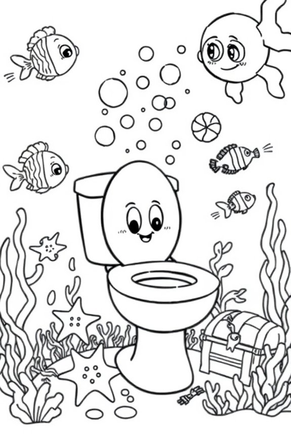 Skibidi Toilet Underwater World Coloring Sheet