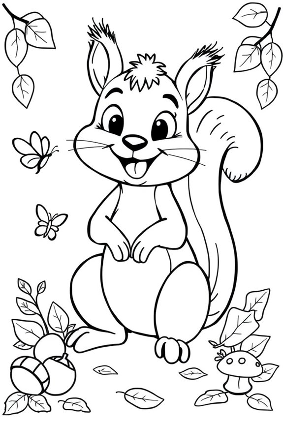 Playful Squirrel Coloring Sheet