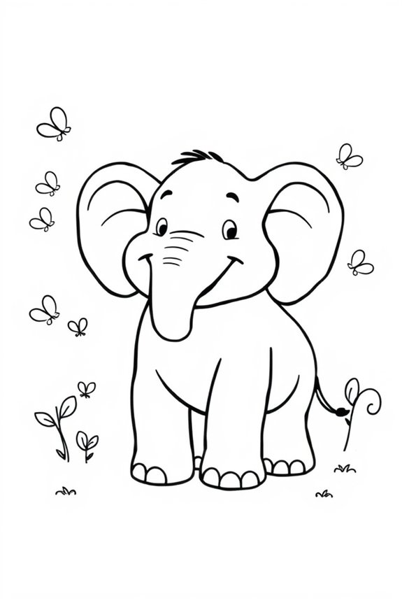 Contented Elephant Coloring Sheet