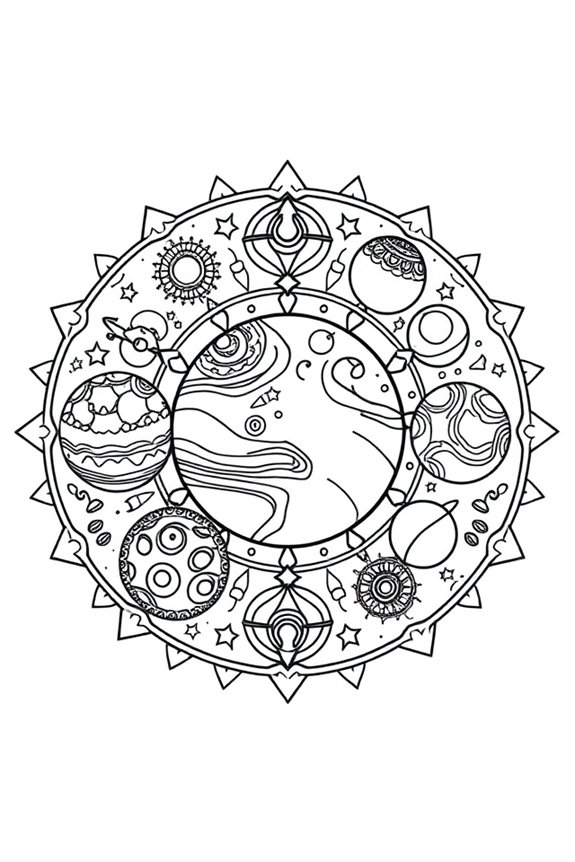 Planet Mandala Coloring Sheet