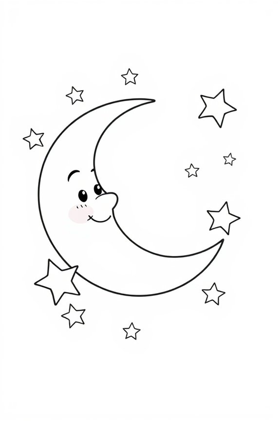 Simple Moon Coloring Sheet
