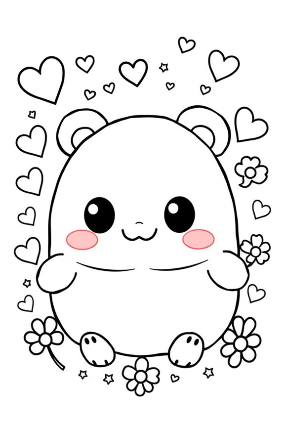 Kawaii Squishmallow Coloring Sheet