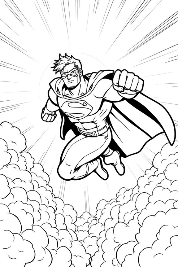 Superhero Flying Coloring Sheet