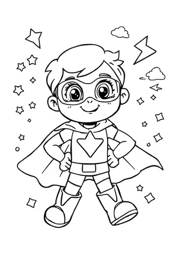 Cute Superhero Character Coloring Sheet