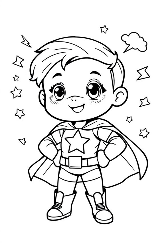 Chibi Style Superhero Coloring Sheet