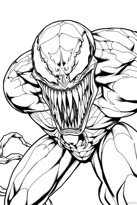 Venom Line Art Coloring Sheet