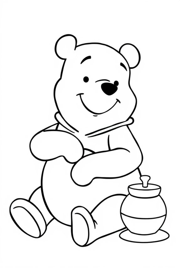 Winnie the Pooh Simple Silhouette Coloring Sheet